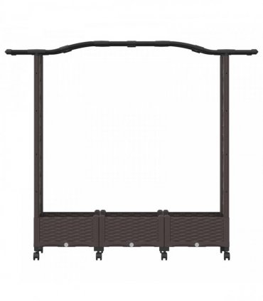 vidaXL Raised Bed with Trellis and Wheels Brown 169 x 40 x 129 cm PP
