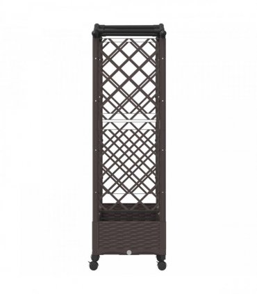 vidaXL Raised Bed with Trellis and Wheels Brown 169 x 40 x 129 cm PP