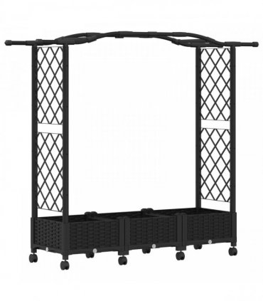 vidaXL Raised Bed with Trellis and Roof Black 169 x 40 x 129 cm PP