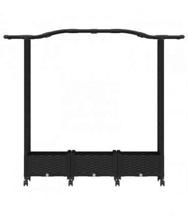vidaXL Raised Bed with Trellis and Roof Black 169 x 40 x 129 cm PP