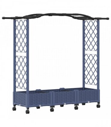 vidaXL Raised Bed with Trellis and Roof Grey 169 x 40 x 129 cm PP
