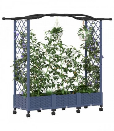 vidaXL Raised Bed with Trellis and Roof Grey 169 x 40 x 129 cm PP