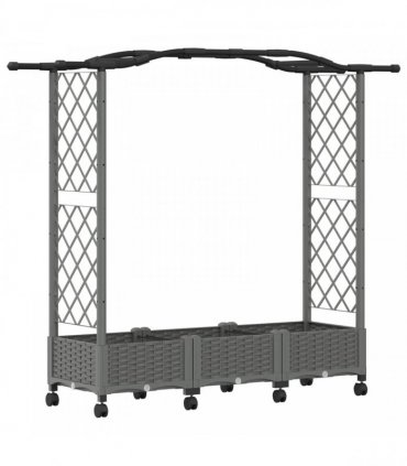 vidaXL Raised Bed with Trellis and Roof Light Grey 169 x 40 x 129 cm
