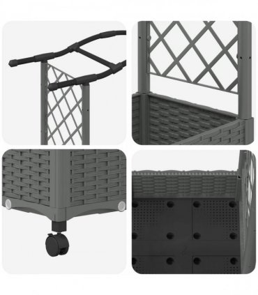 vidaXL Raised Bed with Trellis and Roof Light Grey 169 x 40 x 129 cm