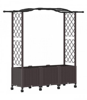vidaXL Raised Bed with Trellis and Roof Brown 164 x 40 x 144 cm PP