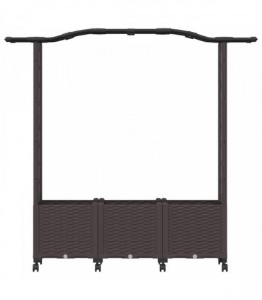 vidaXL Raised Bed with Trellis and Roof Brown 164 x 40 x 144 cm PP