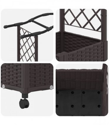 vidaXL Raised Bed with Trellis and Roof Brown 164 x 40 x 144 cm PP