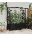 vidaXL Raised Bed with Trellis and Roof Black 164 x 40 x 144 cm PP