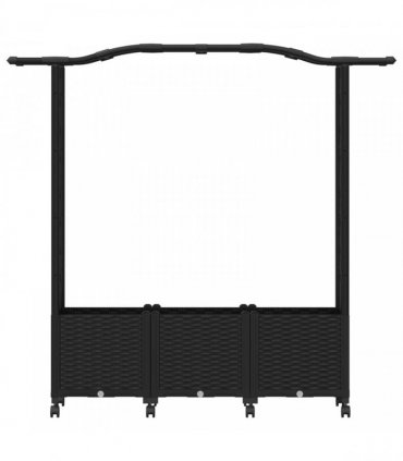 vidaXL Raised Bed with Trellis and Roof Black 164 x 40 x 144 cm PP