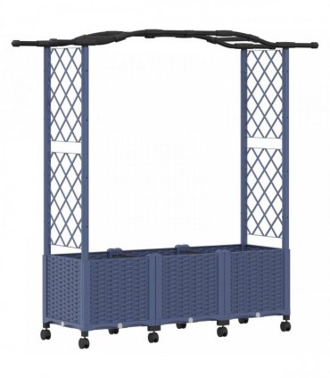 vidaXL Raised Bed with Trellis and Roof Grey 164 x 40 x 144 cm PP