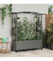 vidaXL Raised Bed with Trellis and Roof Light Grey 164 x 40 x 144 cm