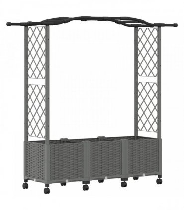 vidaXL Raised Bed with Trellis and Roof Light Grey 164 x 40 x 144 cm