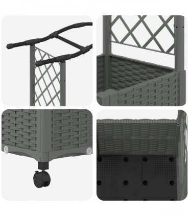 vidaXL Raised Bed with Trellis and Roof Light Grey 164 x 40 x 144 cm