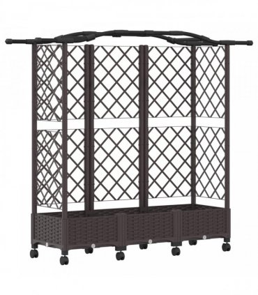 vidaXL Raised Bed with Trellis and Roof Brown 163 x 40 x 129 cm PP
