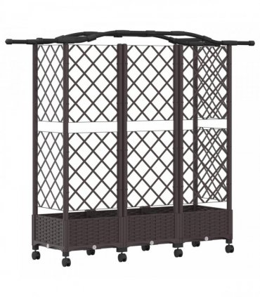 vidaXL Raised Bed with Trellis and Roof Brown 163 x 40 x 129 cm PP