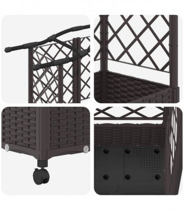 vidaXL Raised Bed with Trellis and Roof Brown 163 x 40 x 129 cm PP