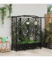 vidaXL Raised Bed with Trellis and Roof Black 163 x 40 x 129 cm PP