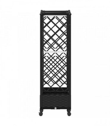 vidaXL Raised Bed with Trellis and Roof Black 163 x 40 x 129 cm PP