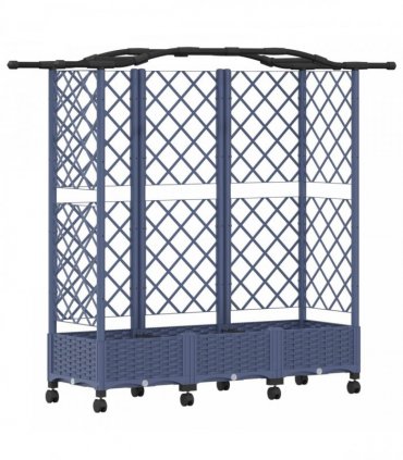 vidaXL Raised Bed with Trellis and Roof Grey 163 x 40 x 129 cm PP