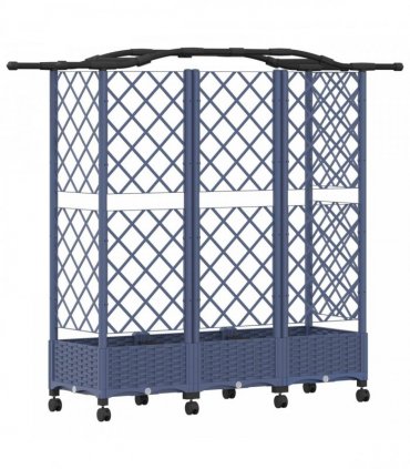 vidaXL Raised Bed with Trellis and Roof Grey 163 x 40 x 129 cm PP