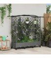 vidaXL Raised Bed with Trellis and Roof Light Grey 163 x 40 x 129 cm