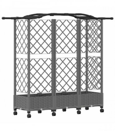 vidaXL Raised Bed with Trellis and Roof Light Grey 163 x 40 x 129 cm