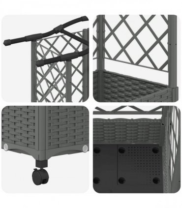 vidaXL Raised Bed with Trellis and Roof Light Grey 163 x 40 x 129 cm