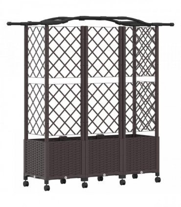 vidaXL Raised Bed with Trellis and Roof Brown 163 x 40 x 144 cm PP