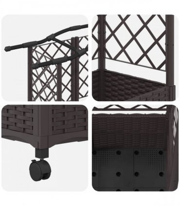 vidaXL Raised Bed with Trellis and Roof Brown 163 x 40 x 144 cm PP