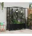 vidaXL Raised Bed with Trellis and Roof Black 163 x 40 x 144 cm PP