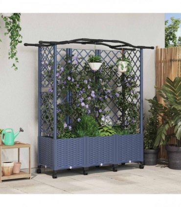 vidaXL Raised Bed with Trellis and Roof Grey 163 x 40 x 144 cm PP