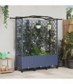 vidaXL Raised Bed with Trellis and Roof Grey 163 x 40 x 144 cm PP
