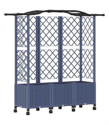 vidaXL Raised Bed with Trellis and Roof Grey 163 x 40 x 144 cm PP