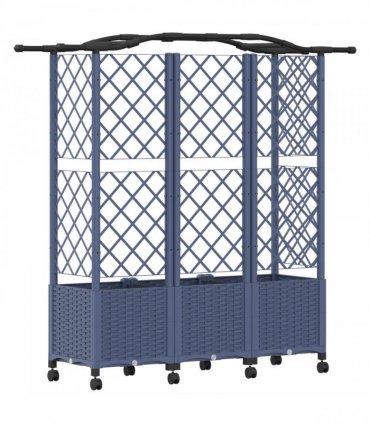 vidaXL Raised Bed with Trellis and Roof Grey 163 x 40 x 144 cm PP