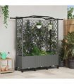 vidaXL Raised Bed with Trellis and Roof Light Grey 163 x 40 x 144 cm
