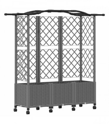 vidaXL Raised Bed with Trellis and Roof Light Grey 163 x 40 x 144 cm