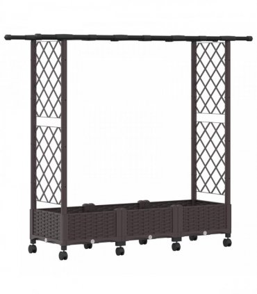 vidaXL Raised Bed with Trellis and Roof Brown 164 x 40 x 127 cm PP