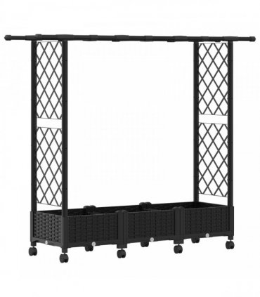 vidaXL Raised Bed with Trellis and Roof Black 164 x 40 x 127 cm PP