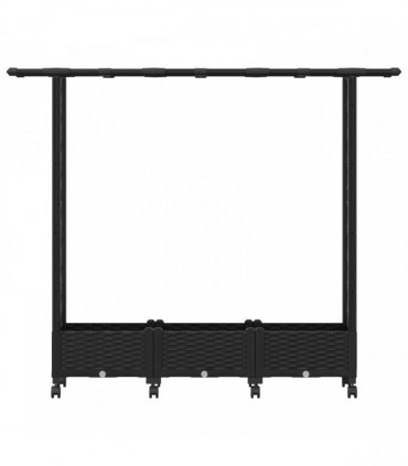 vidaXL Raised Bed with Trellis and Roof Black 164 x 40 x 127 cm PP
