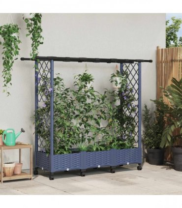 vidaXL Raised Bed with Trellis and Roof Grey 164 x 40 x 127 cm PP