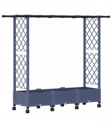 vidaXL Raised Bed with Trellis and Roof Grey 164 x 40 x 127 cm PP
