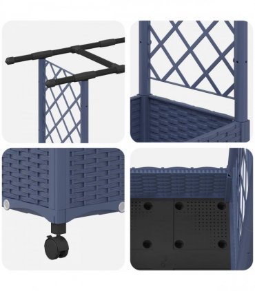 vidaXL Raised Bed with Trellis and Roof Grey 164 x 40 x 127 cm PP