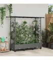 vidaXL Raised Bed with Trellis and Roof Light Grey 164 x 40 x 127 cm