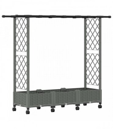 vidaXL Raised Bed with Trellis and Roof Light Grey 164 x 40 x 127 cm