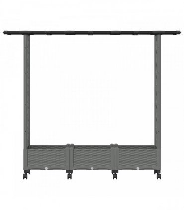 vidaXL Raised Bed with Trellis and Roof Light Grey 164 x 40 x 127 cm