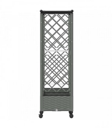 vidaXL Raised Bed with Trellis and Roof Light Grey 164 x 40 x 127 cm