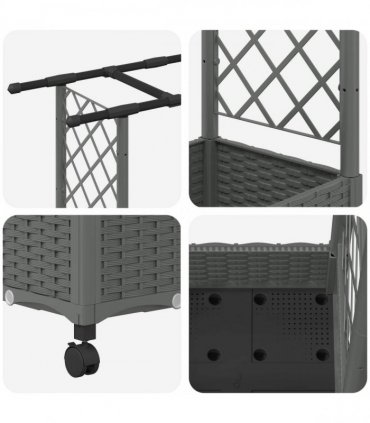 vidaXL Raised Bed with Trellis and Roof Light Grey 164 x 40 x 127 cm