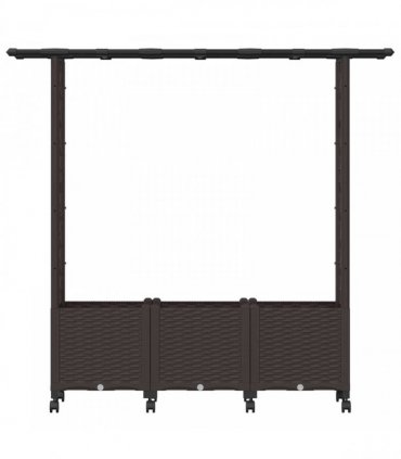 vidaXL Raised Bed with Trellis and Roof Brown 162.5 x 40 x 142 cm PP