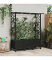 vidaXL Raised Bed with Trellis and Roof Black 162.5 x 40 x 142 cm PP