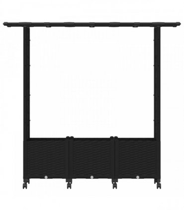 vidaXL Raised Bed with Trellis and Roof Black 162.5 x 40 x 142 cm PP